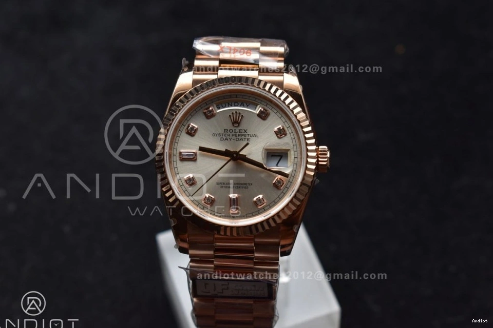 Silver RG vr3255 QF Diamond 904L with Weight) Square on (Gain Bracelet 36 Best Edition DayDate Dial V5 President Steel 0510